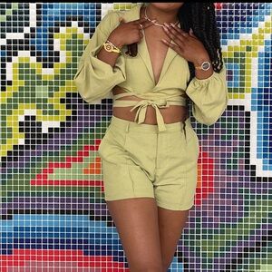 Green two piece short set